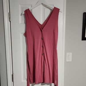 Pink Sleeveless Button-Down Dress